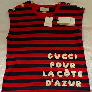 ❌SOLD❌Gucci Striped Cotton Jersey Shirt Red Blue M